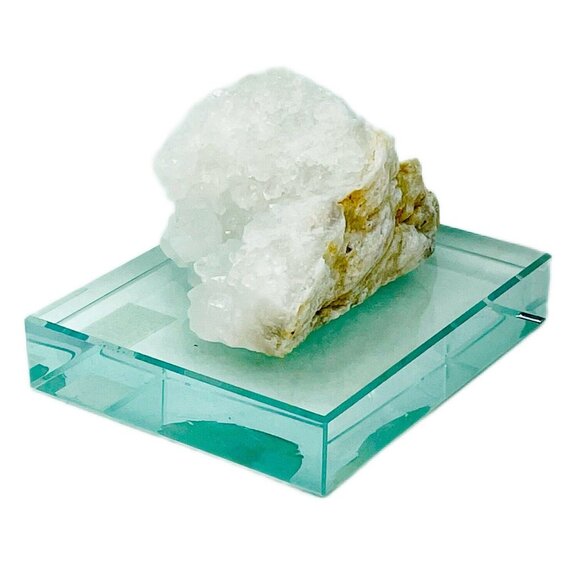 Natural Zeolite Quartz Crystal Geode On Glass Base Display 3.5"x2.5"X1.5" - Picture 10 of 16